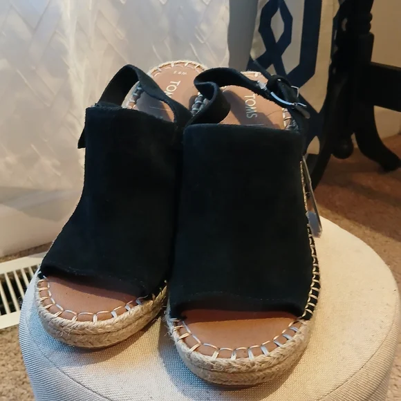 Toms Black Espadrille Wedge Slingback Sandal - Women - Picture 3 of 9